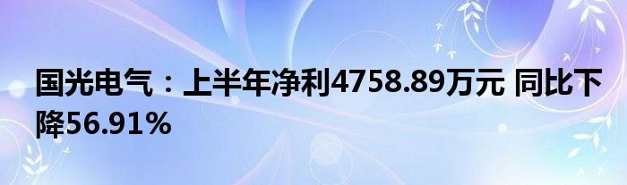 国光电气:上半年净利4758.89万元 同比下降56.91%