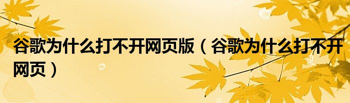 谷歌为什么打不开网页版（谷歌为什么打不开网页）