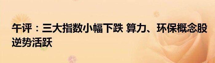午评:三大指数小幅下跌 算力、环保概念股逆势活跃