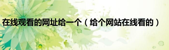 在线观看的网址给一个(给个网站在线看的)