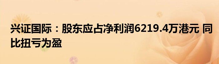 兴证国际:股东应占净利润6219.4万港元 同比扭亏为盈