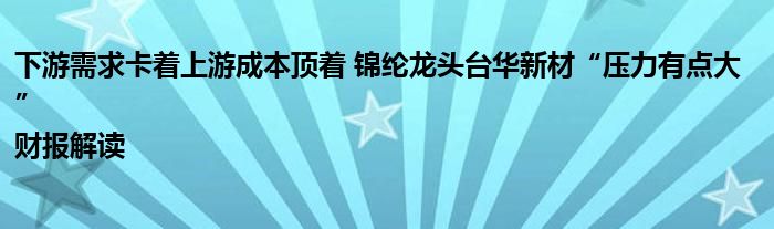 下游需求卡着上游成本顶着 锦纶龙头台华新材“压力有点大”|财报解读