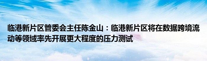 临港新片区管委会主任陈金山:临港新片区将在数据跨境流动等领域率先开展更大程度的压力测试