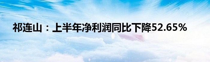 祁连山：上半年净利润同比下降52.65%