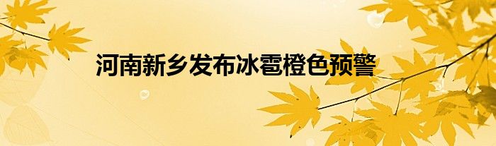 河南新乡发布冰雹橙色预警