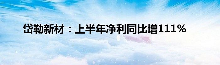 岱勒新材:上半年净利同比增111%