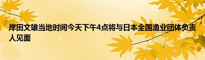 岸田文雄当地时间今天下午4点将与日本全国渔业团体负责人见面