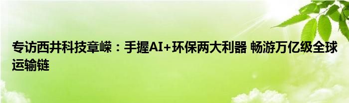 专访西井科技章嵘:手握AI+环保两大利器 畅游万亿级全球运输链