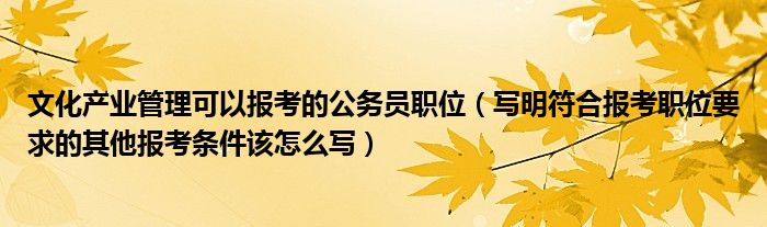 文化产业管理可以报考的公务员职位(写明符合报考职位要求的其他报考条件该怎么写)