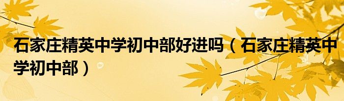 石家庄精英中学初中部好进吗(石家庄精英中学初中部)