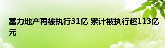 富力地产再被执行31亿 累计被执行超113亿元