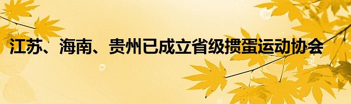 江苏、海南、贵州已成立省级掼蛋运动协会