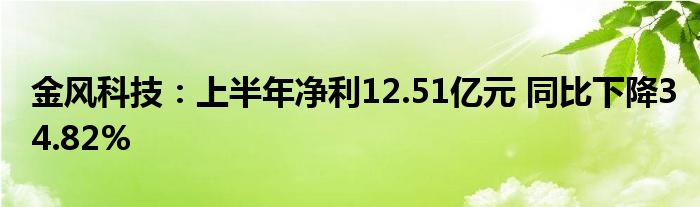 金风科技:上半年净利12.51亿元 同比下降34.82%