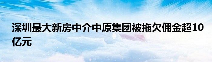 深圳最大新房中介中原集团被拖欠佣金超10亿元
