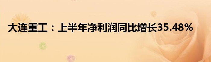 大连重工：上半年净利润同比增长35.48%