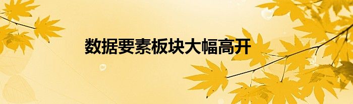 数据要素板块大幅高开