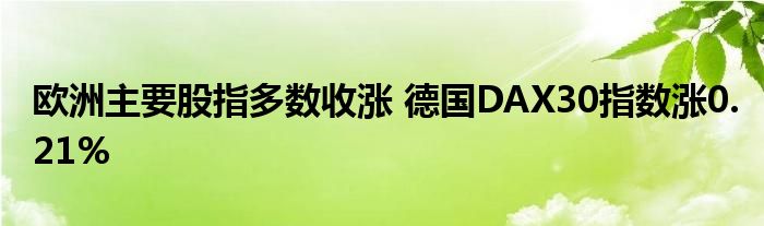 欧洲主要股指多数收涨 德国DAX30指数涨0.21%