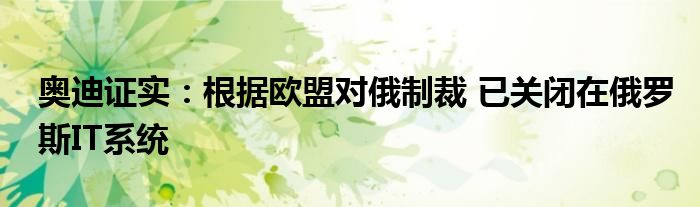 奥迪证实:根据欧盟对俄制裁 已关闭在俄罗斯IT系统