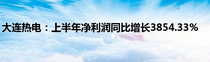 大连热电:上半年净利润同比增长3854.33%