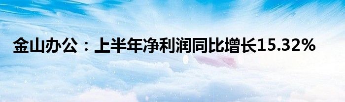 金山办公：上半年净利润同比增长15.32%