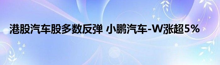 港股汽车股多数反弹 小鹏汽车-W涨超5%