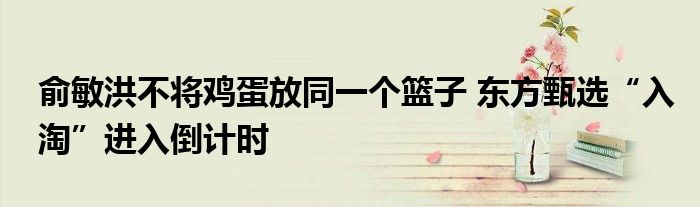 俞敏洪不将鸡蛋放同一个篮子 东方甄选“入淘”进入倒计时