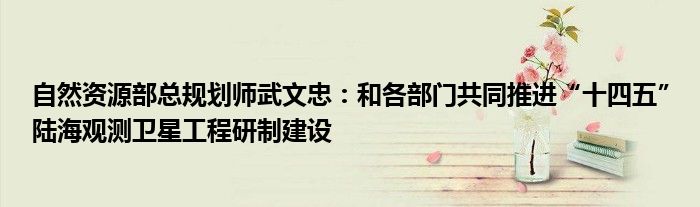 自然资源部总规划师武文忠:和各部门共同推进“十四五”陆海观测卫星工程研制建设