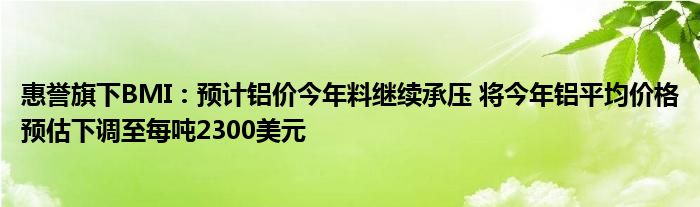 惠誉旗下BMI:预计铝价今年料继续承压 将今年铝平均价格预估下调至每吨2300美元