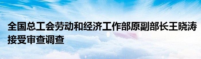 全国总工会劳动和经济工作部原副部长王晓涛接受审查调查