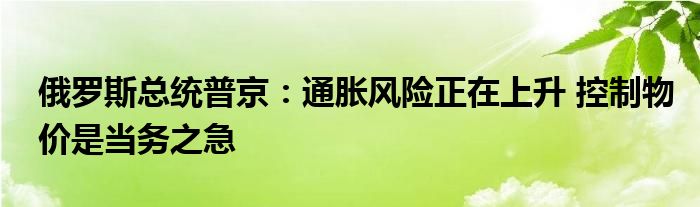 俄罗斯总统普京:通胀风险正在上升 控制物价是当务之急