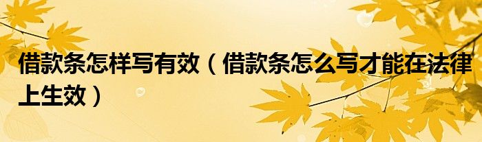 借款条怎样写有效(借款条怎么写才能在法律上生效)
