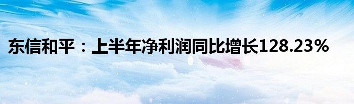 东信和平:上半年净利润同比增长128.23%