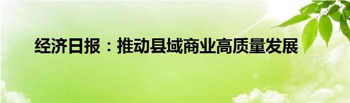 经济日报:推动县域商业高质量发展