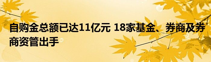 自购金总额已达11亿元 18家基金、券商及券商资管出手