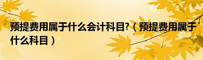 预提费用属于什么会计科目?(预提费用属于什么科目)