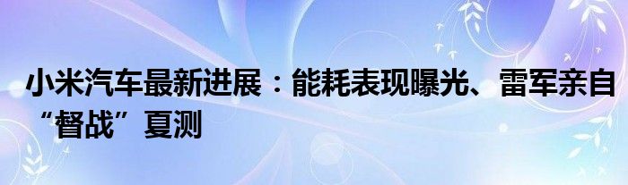 小米汽车最新进展:能耗表现曝光、雷军亲自“督战”夏测