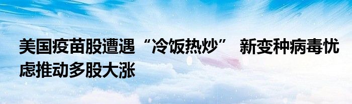 美国疫苗股遭遇“冷饭热炒” 新变种病毒忧虑推动多股大涨