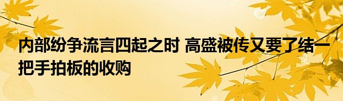 内部纷争流言四起之时 高盛被传又要了结一把手拍板的收购