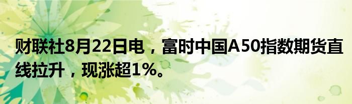 财联社8月22日电,富时中国A50指数期货直线拉升,现涨超1%。