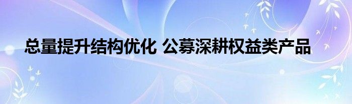 总量提升结构优化 公募深耕权益类产品