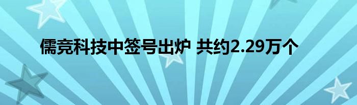 儒竞科技中签号出炉 共约2.29万个