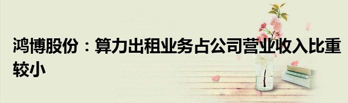 鸿博股份:算力出租业务占公司营业收入比重较小
