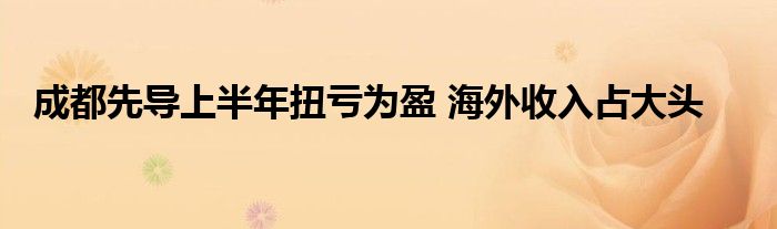 成都先导上半年扭亏为盈 海外收入占大头