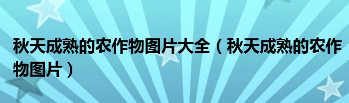 秋天成熟的农作物图片大全(秋天成熟的农作物图片)