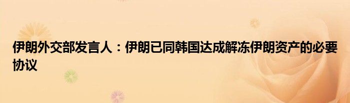 伊朗外交部发言人:伊朗已同韩国达成解冻伊朗资产的必要协议