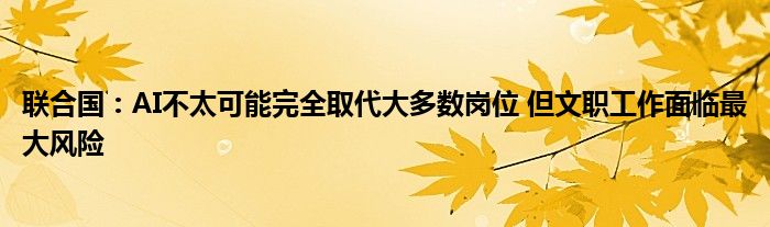 联合国:AI不太可能完全取代大多数岗位 但文职工作面临最大风险