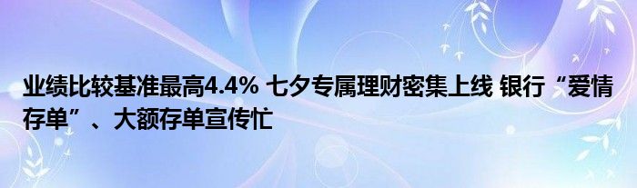 业绩比较基准最高4.4% 七夕专属理财密集上线 银行“爱情存单”、大额存单宣传忙
