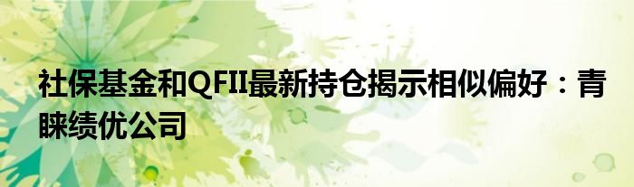 社保基金和QFII最新持仓揭示相似偏好:青睐绩优公司