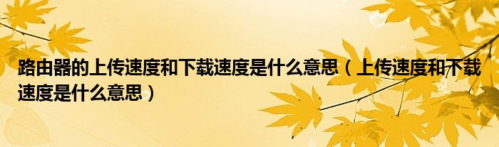 路由器的上传速度和下载速度是什么意思(上传速度和下载速度是什么意思)