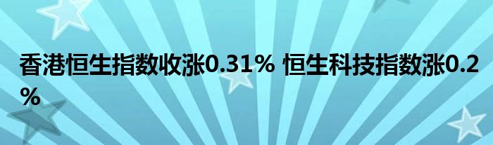 香港恒生指数收涨0.31% 恒生科技指数涨0.2%